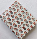 Bette Block Print Indian Cotton Fabric Yard Orange Green Black Off-White Cotton Fabric