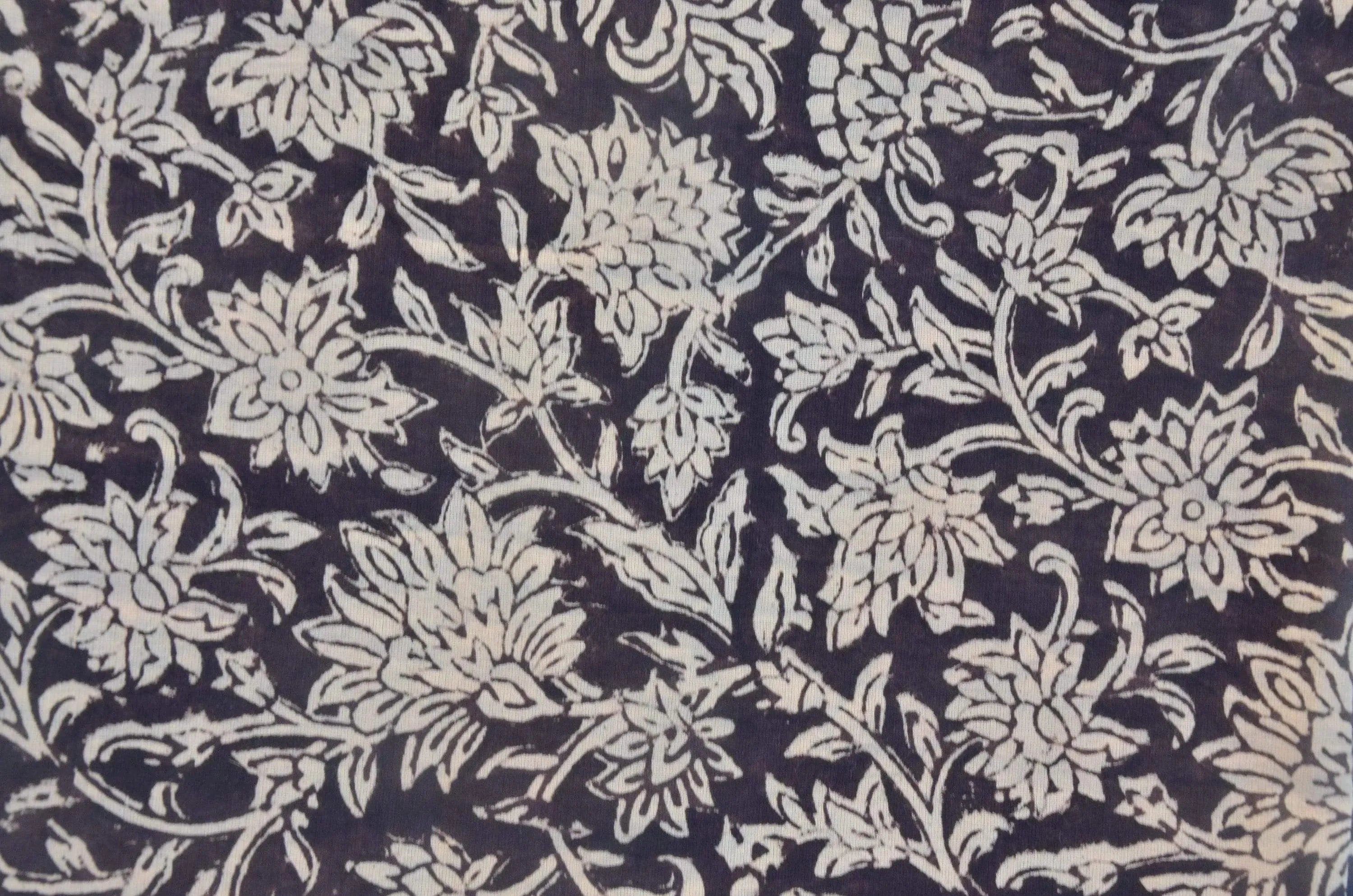 Abbey Block Print Indian Cotton Fabric Dark Brown Beige Cotton Fabric