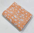 Jenny Hand Block Printed Cotton Fabric By Yard Yard Orange Dark Brown White Cotton Fabric