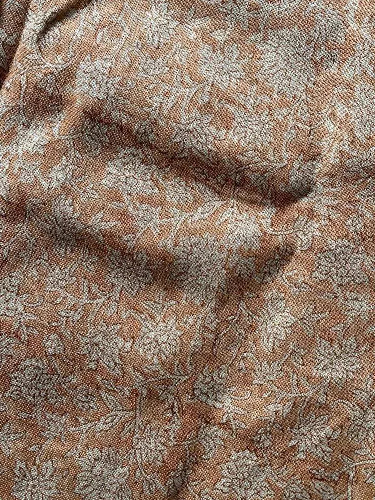 Abbey Floral Handloom Linen Peach Linen Fabric