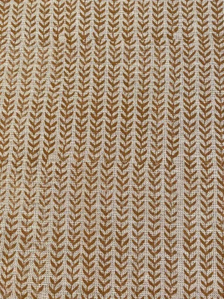 Bree Block Print Linen Mustard Off-White Linen Fabric