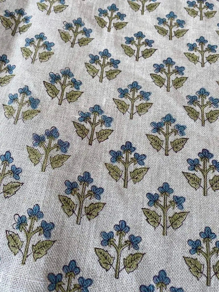 Gabby Natural Upholstery Fabric Olive Green Teal Blue Linen Fabric