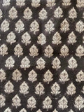 Sansa Handloom Linen Block Print Fabric Black off white Linen Fabric