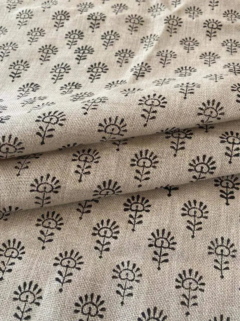 Siena Hand Block Printed Linen Linen Fabric