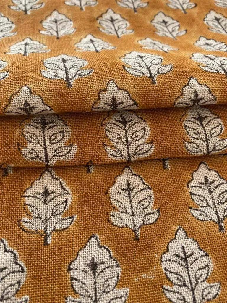 Sansa Handloom Linen Block Print Fabric Linen Fabric