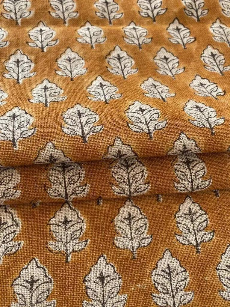 Sansa Handloom Linen Block Print Fabric Linen Fabric