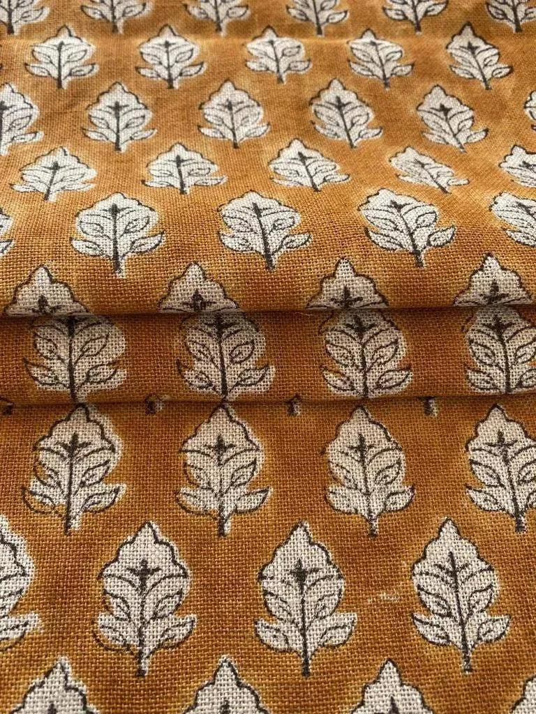 Sansa Handloom Linen Block Print Fabric Linen Fabric