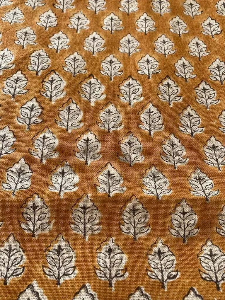 Sansa Handloom Linen Block Print Fabric Linen Fabric