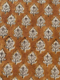 Sansa Handloom Linen Block Print Fabric Brown Black Off-White Black Outline Linen Fabric