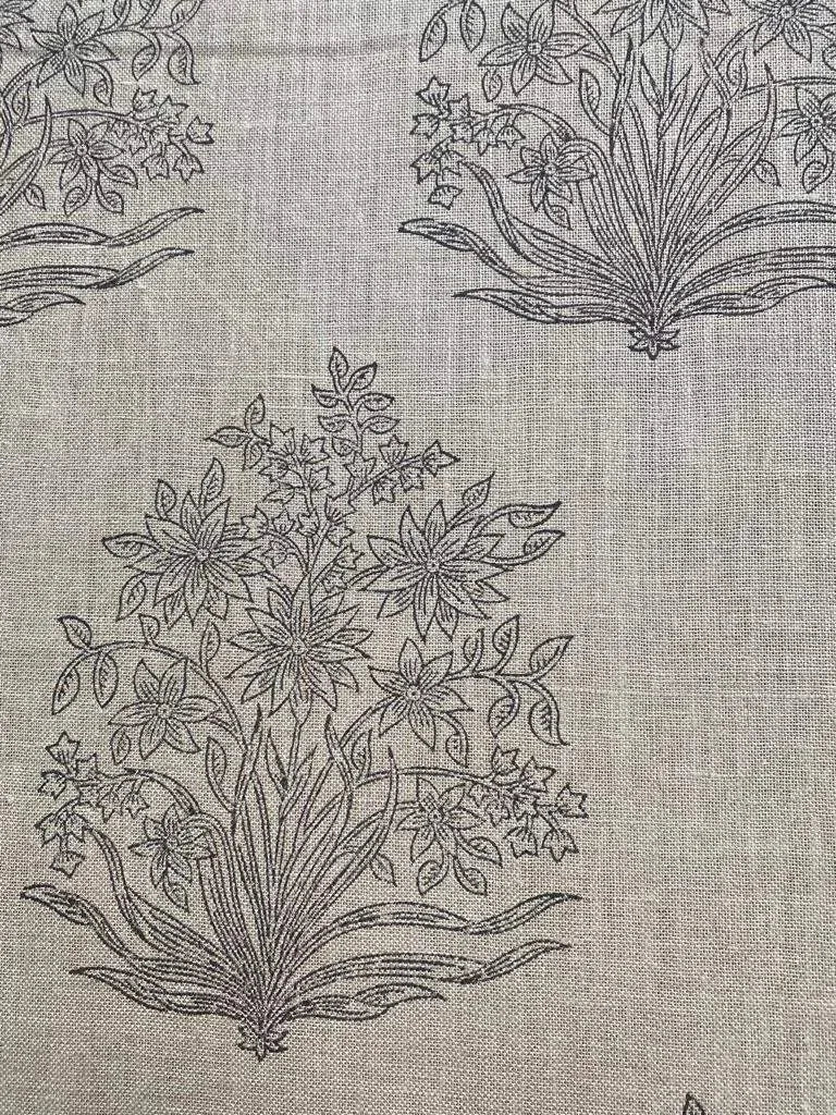 Danielle Indian Block Print Linen Linen Fabric
