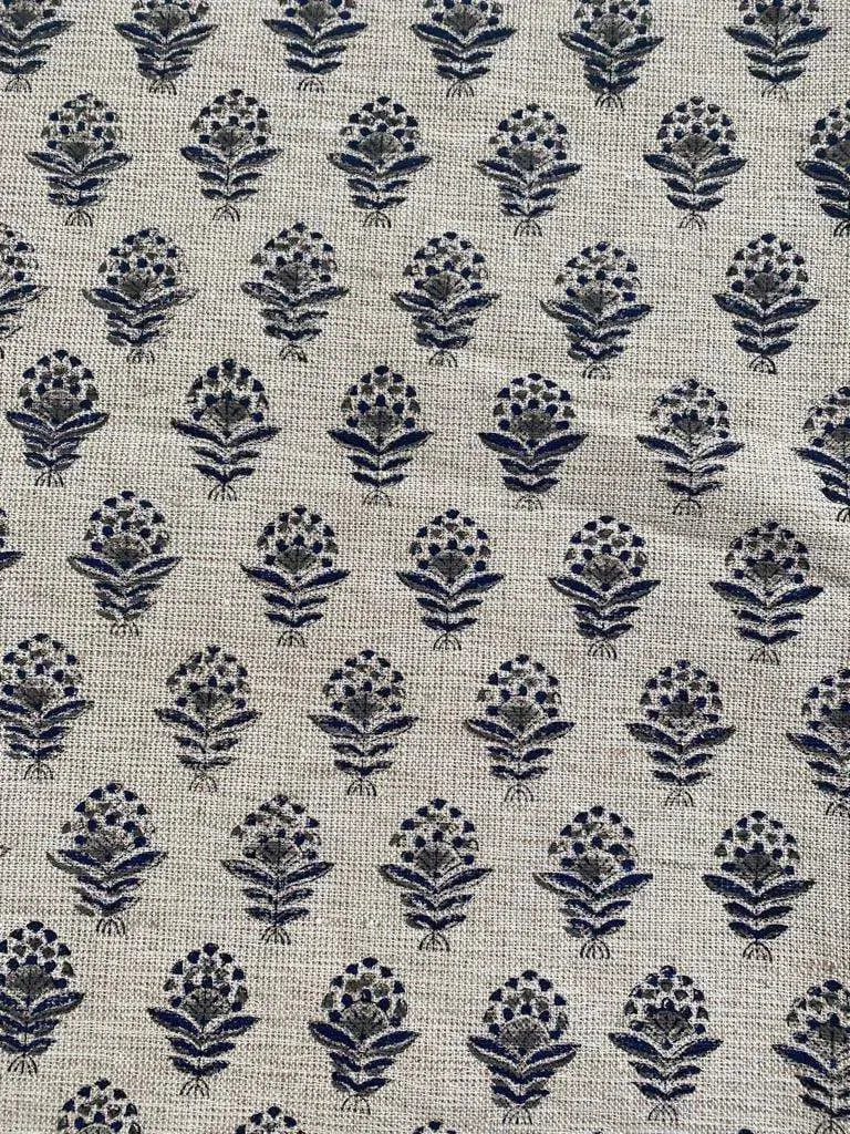 Nitika Block Print Heavy Linen Fabric for Designer Upholstery Linen Fabric