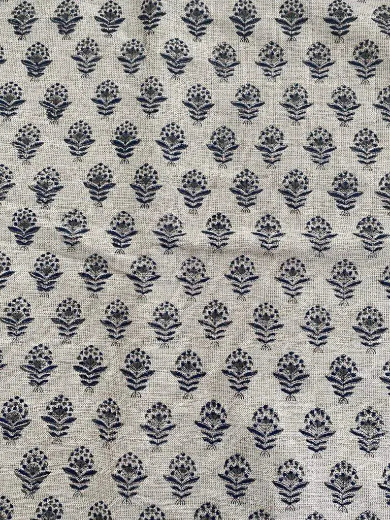 Nitika Block Print Heavy Linen Fabric for Designer Upholstery Linen Fabric