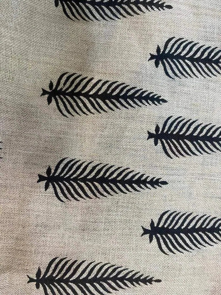 Block Print Fabric, Floral Print Linen, By the yards, Pillow Cover Fabric, For Table Cloth, Hand Woven Thick Linen Fabric For Upholstery - Maple Village Lane