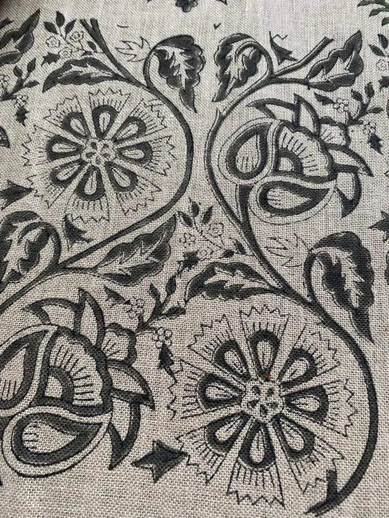 Agnes Hand Block Printed Lenin Upholstery Fabric Linen Fabric