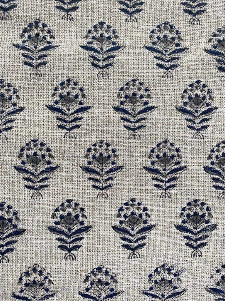 Nitika Block Print Heavy Linen Fabric for Designer Upholstery Linen Fabric