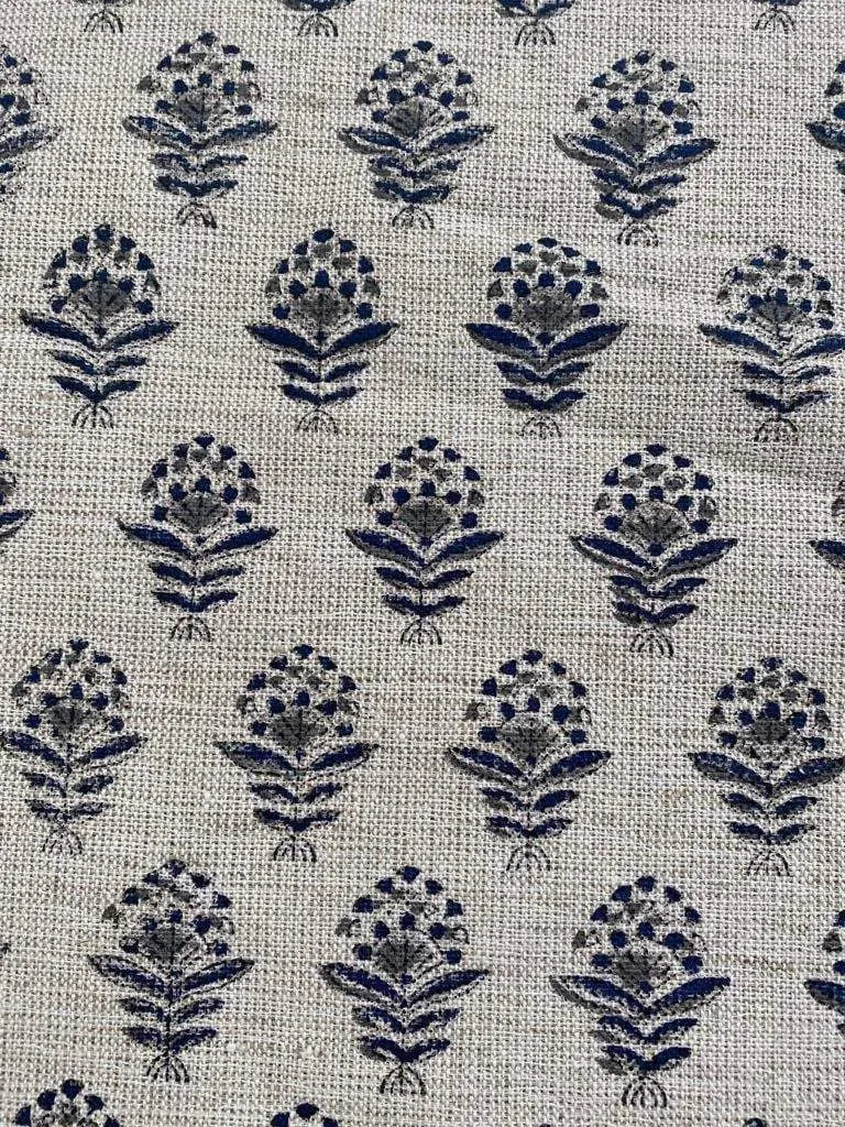Nitika Block Print Heavy Linen Fabric for Designer Upholstery Linen Fabric