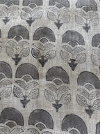 Hepburn Block Print Linen Fabric Grey Black Linen Fabric