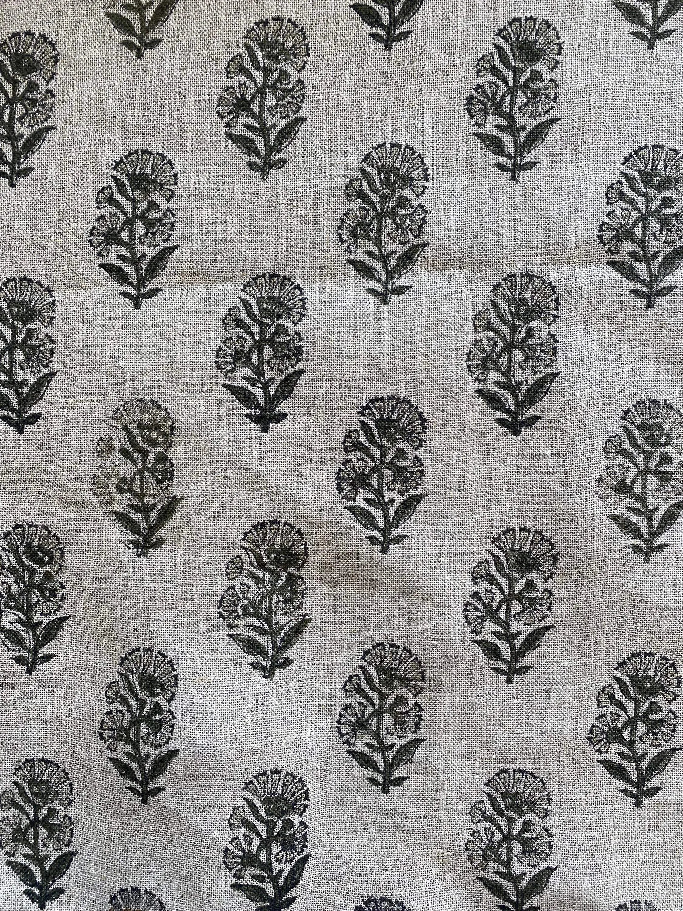 Thorian Block Printed Handloom Linen Linen Fabric
