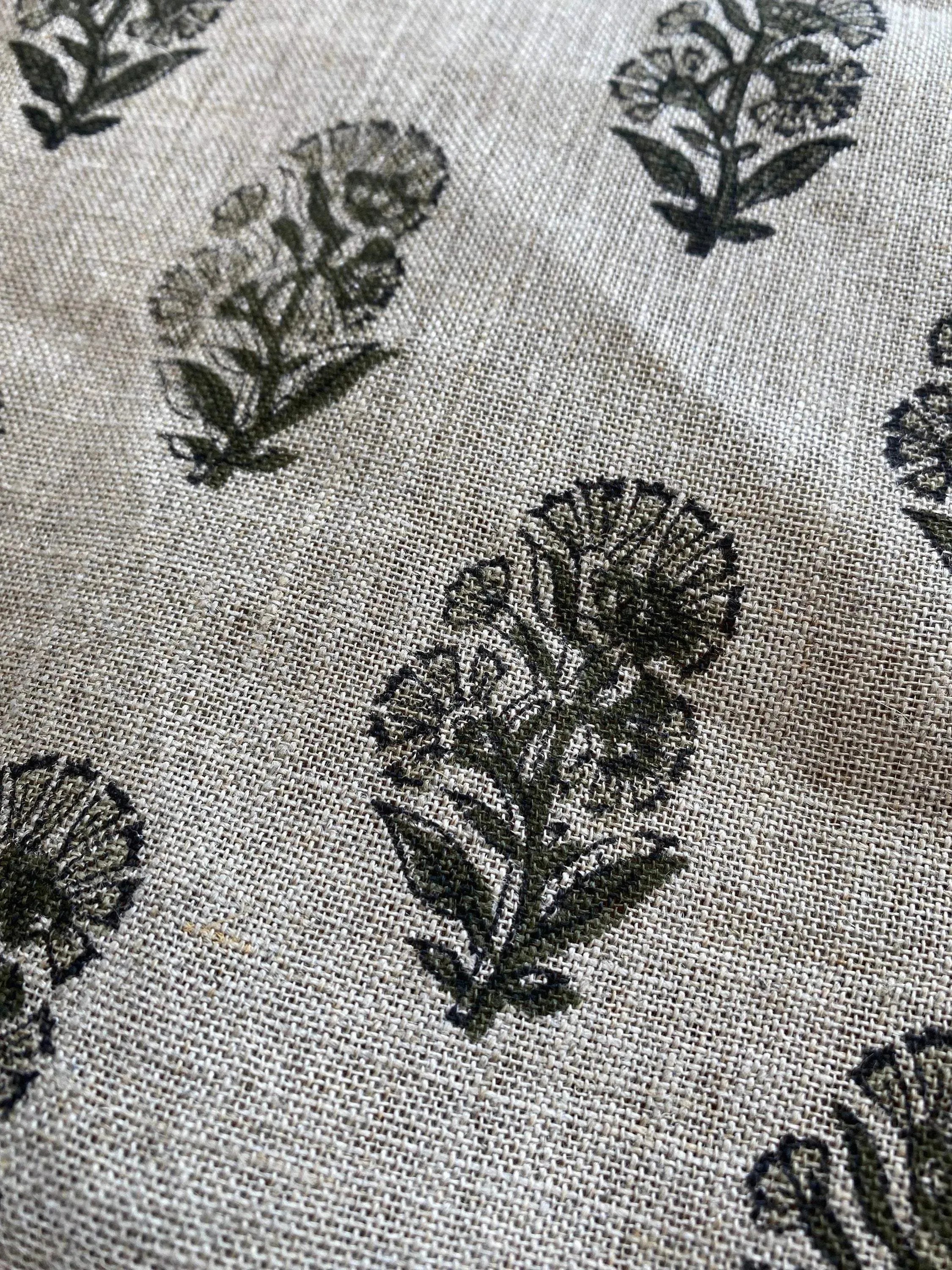 Thorian Block Printed Handloom Linen Linen Fabric