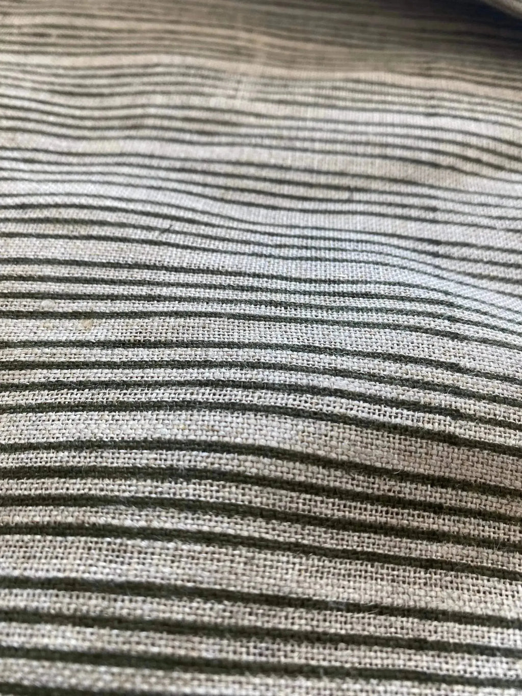 Natural Block Multistriped Heavy Linen Fabric for Upholstery Linen Fabric