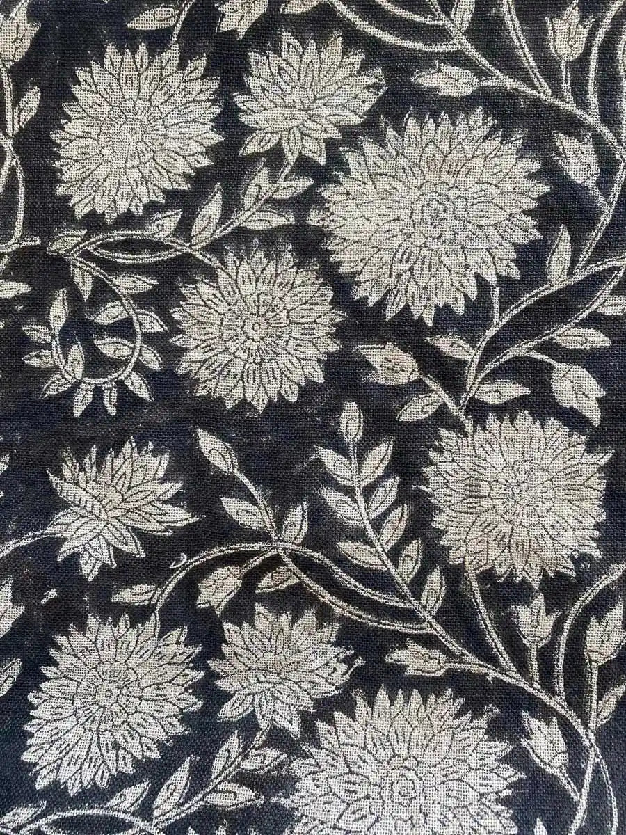 Howard Block Print Linen Fabric By Yard Black Linen Fabric