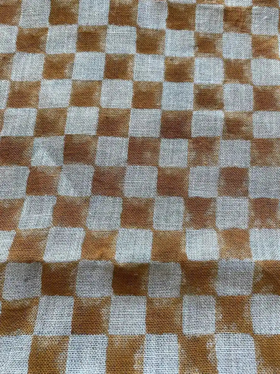 THASSA Indian Hand Block Print Fabric Light Brown Linen Fabric