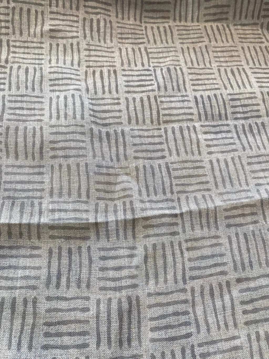 Danny Designer Hand Block Print Linen Gray Linen Fabric