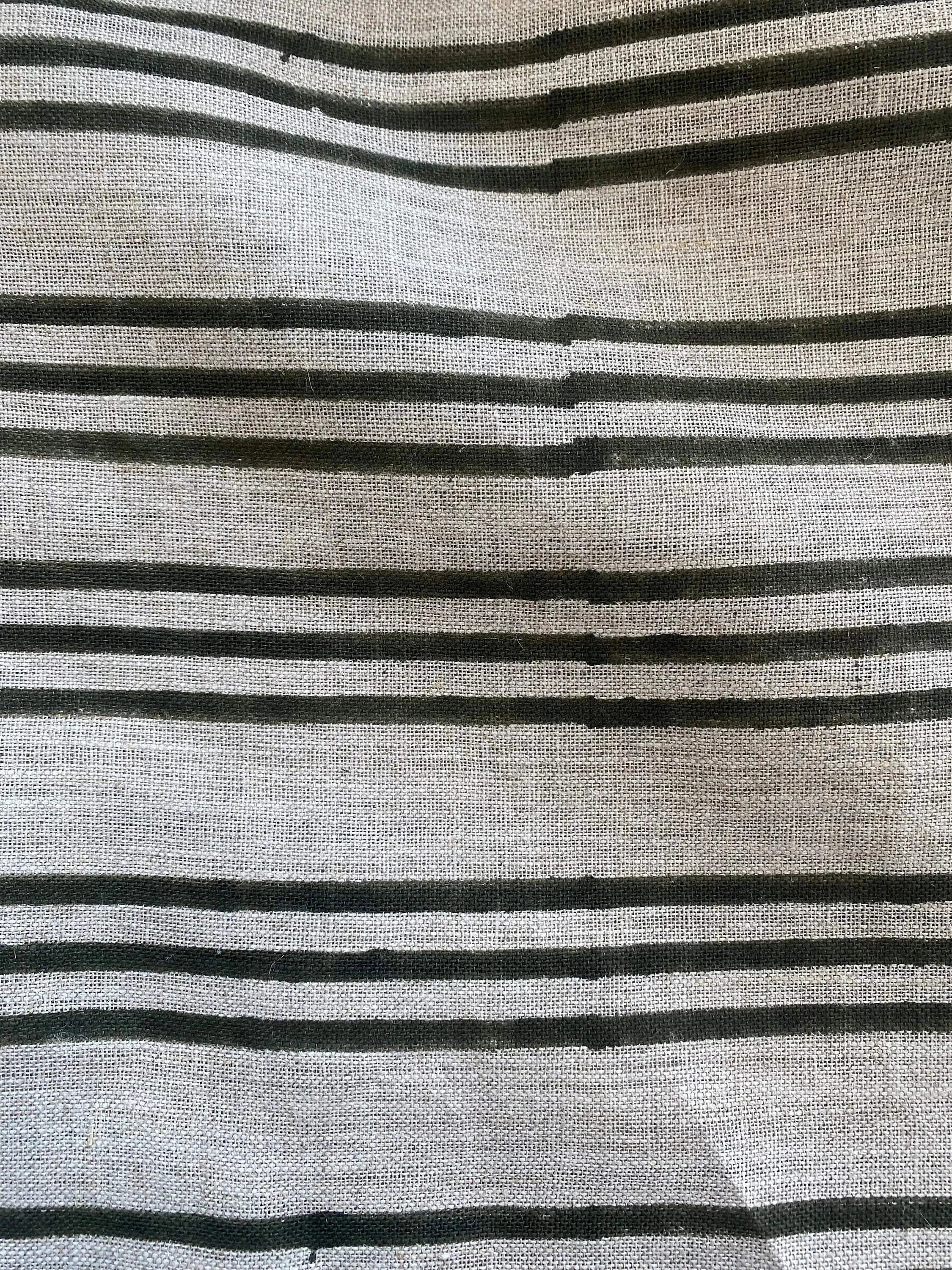 58" inches Wide Block print handloom linen fabric ,Upholstery fabric, Pillow Cover ,Curtains fabric, fabric by yards ,Stripes Pattern Fabric - Maple Village Lane