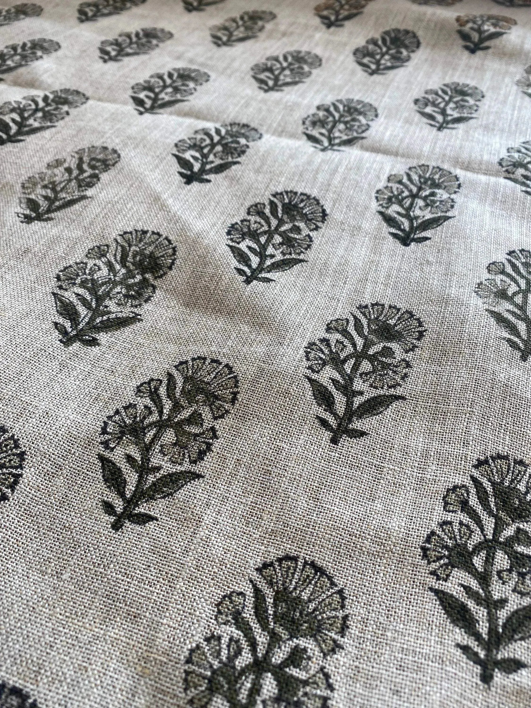 Thorian Block Printed Handloom Linen Linen Fabric