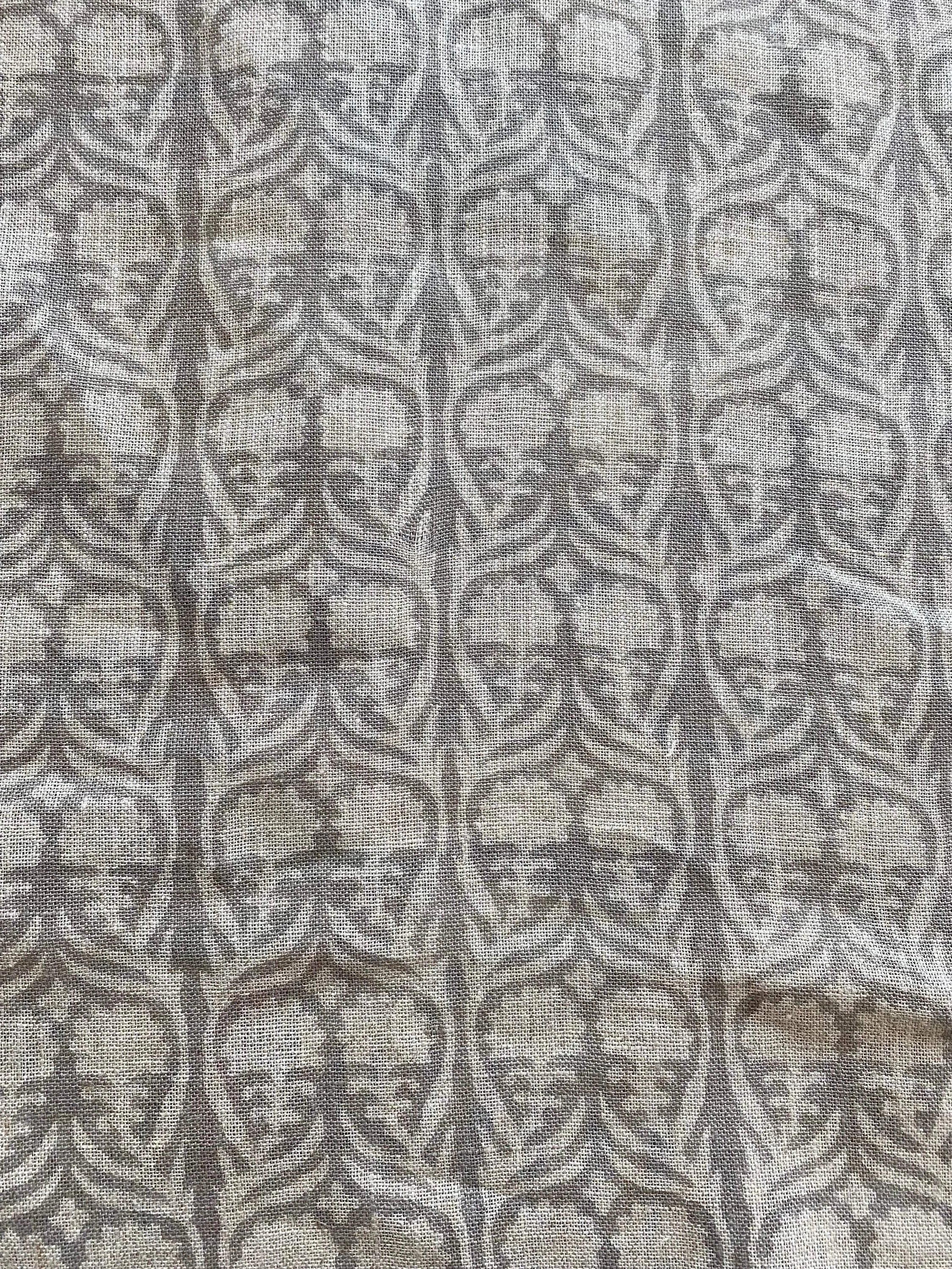 Henderson Floral Block Printed Linen Fabric Linen Fabric