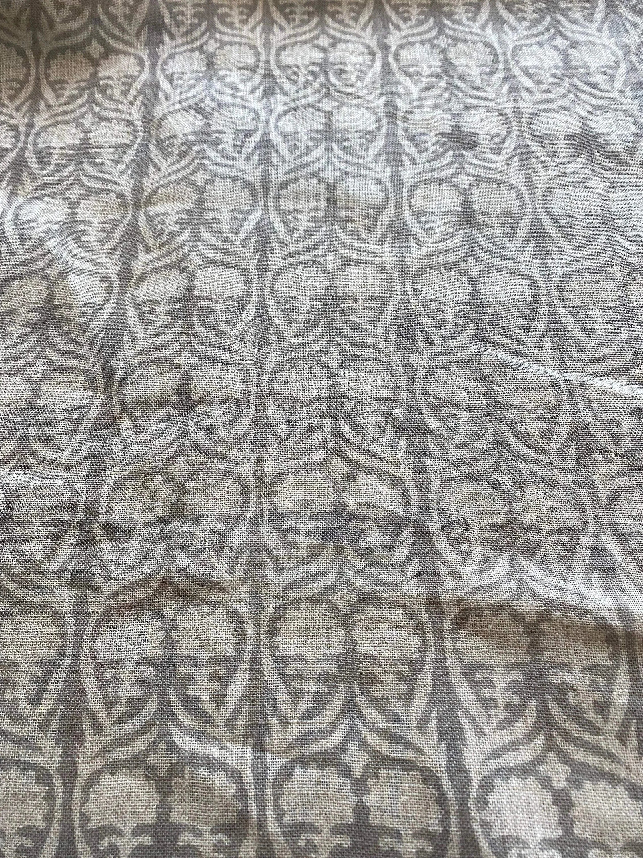 Henderson Floral Block Printed Linen Fabric Linen Fabric