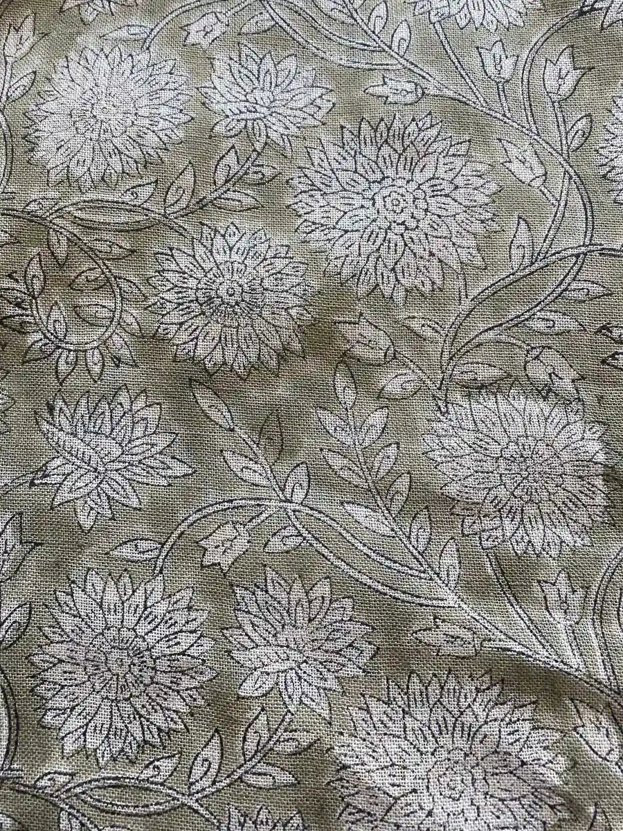 Howard Block Print Linen Fabric By Yard Light Green Linen Fabric