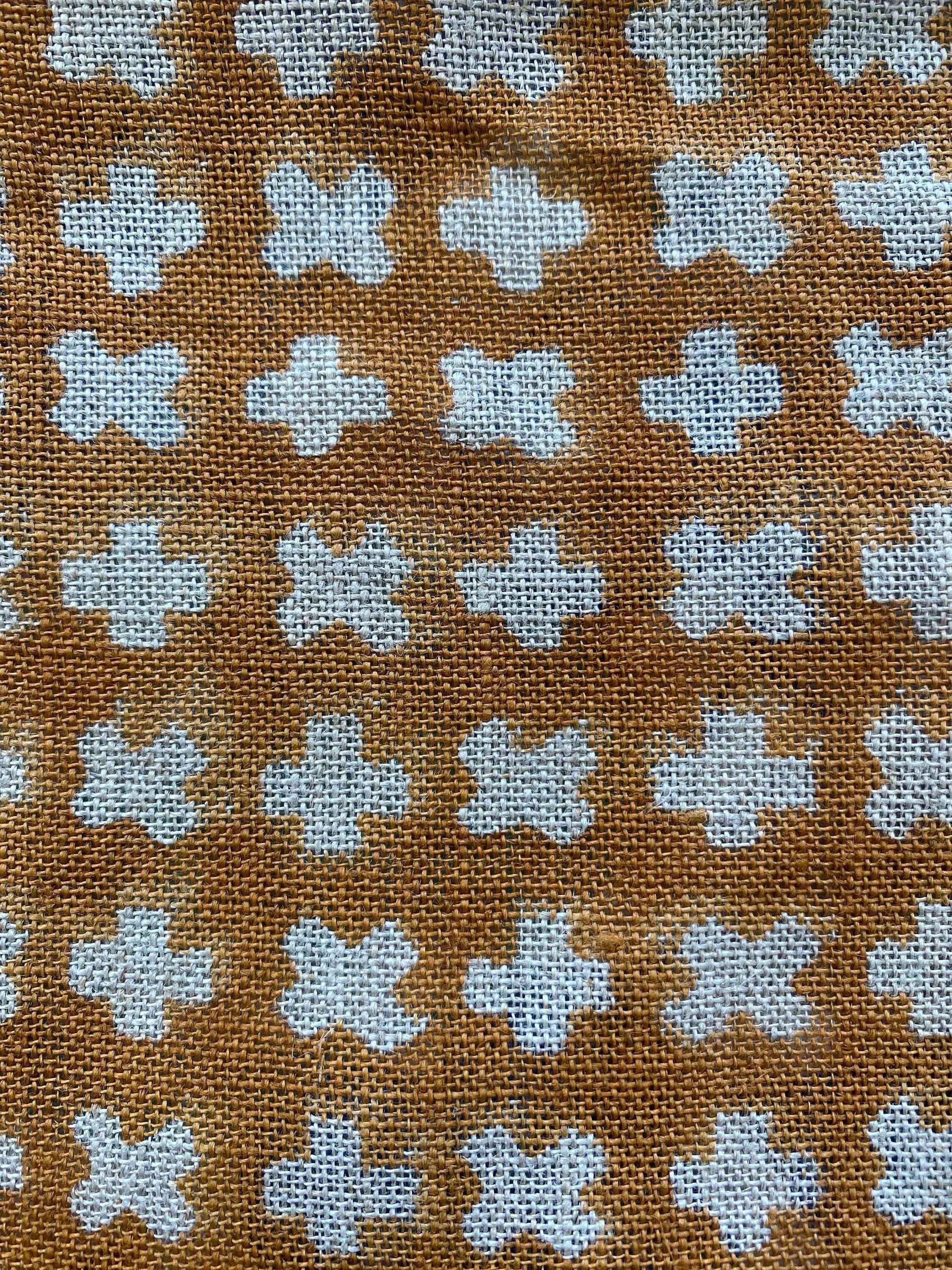 Enoki Designer Linen Fabric Mustard Off-White Linen Fabric