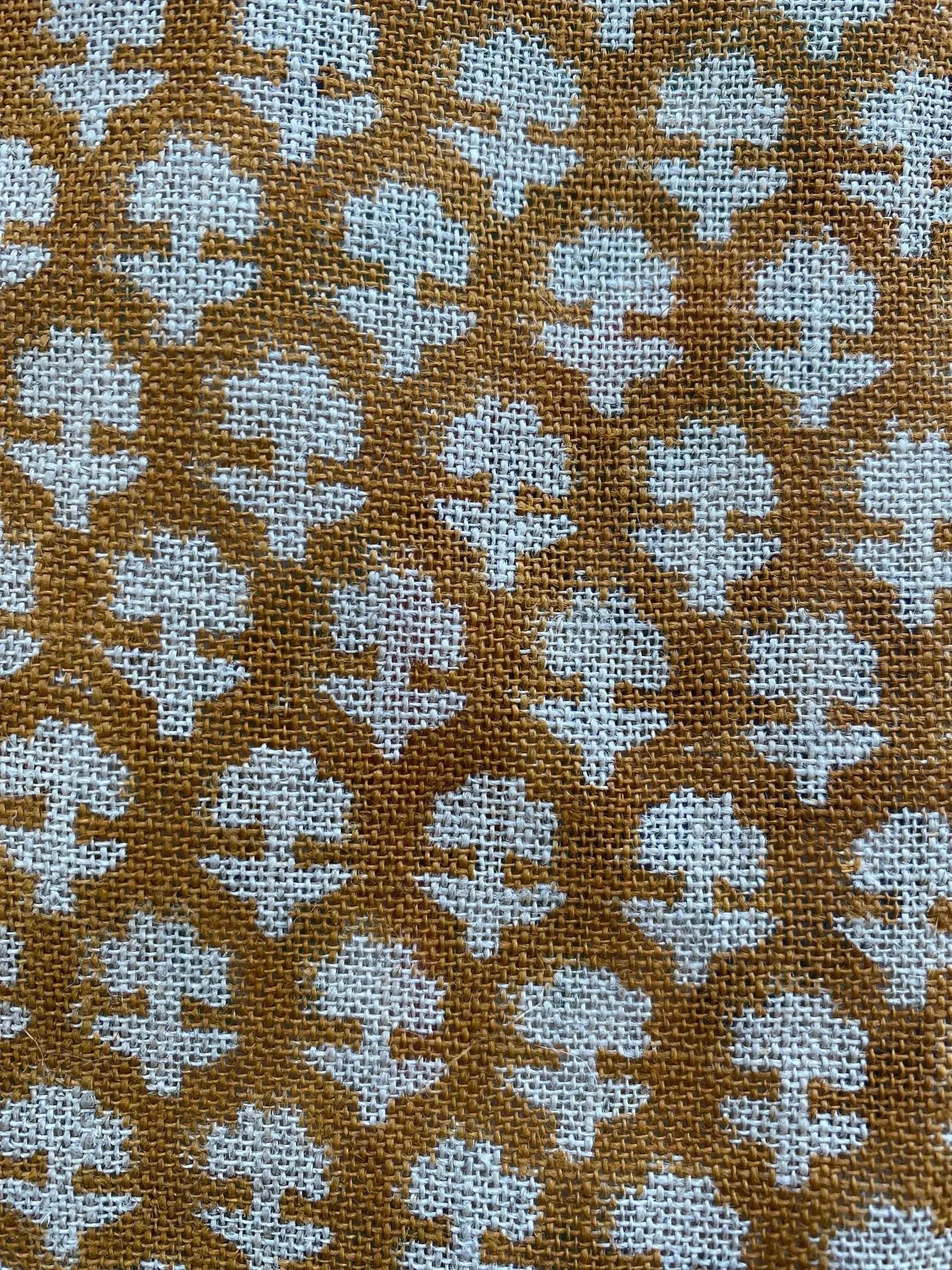 Anna Block Printed Linen Upholstery Fabric Linen Fabric