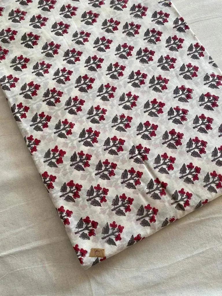 Lenny Red Floral Cotton Fabric by the Yard Cotton Fabric