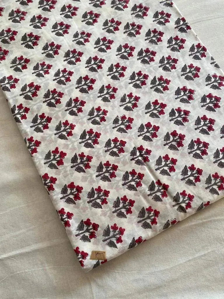 Lenny Red Floral Cotton Fabric by the Yard Cotton Fabric