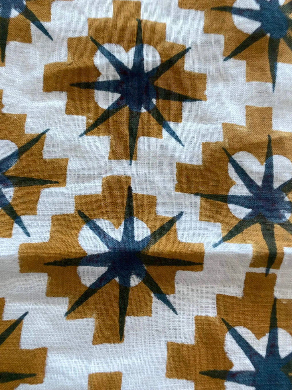 Hillary Hand Block Print Linen Linen Fabric