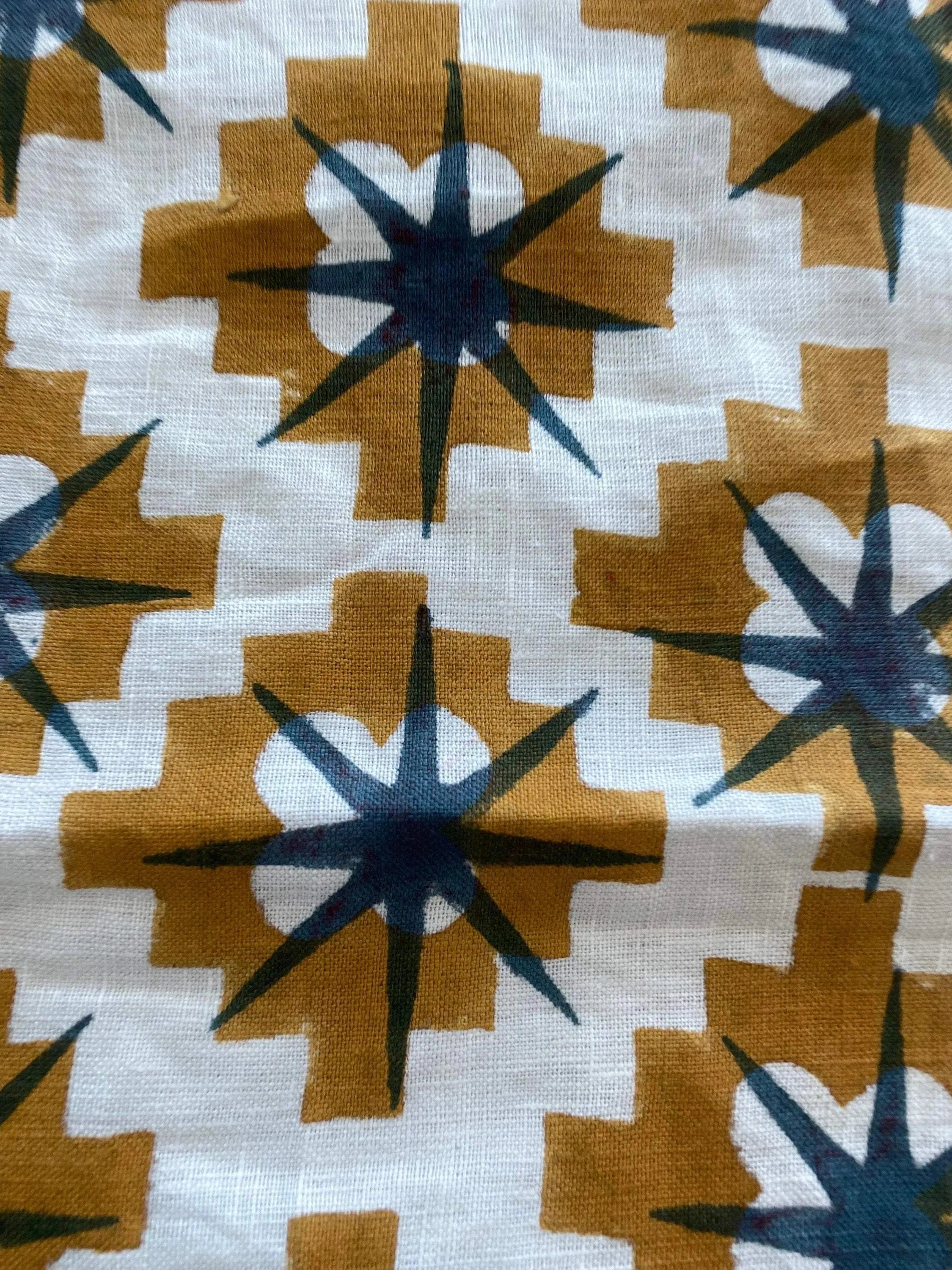 Hillary Hand Block Print Linen Linen Fabric