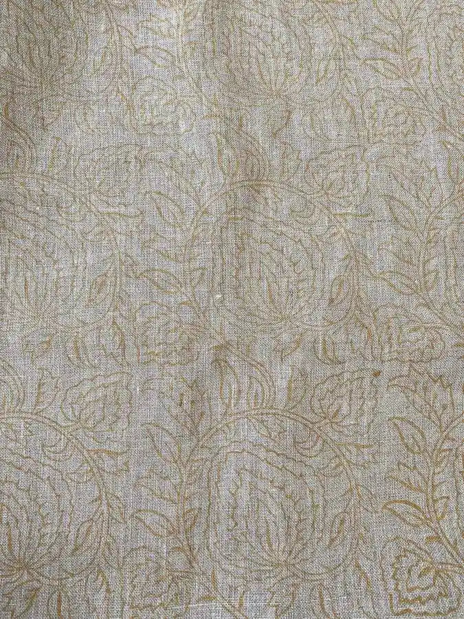 Nora Indian Hand Block Print Upholstery Fabric Golden Linen Fabric