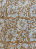 ZAFFRA Hand Block Print Designer Linen Fabric For Upholstery, Curtains Mustard Off-White Linen Fabric