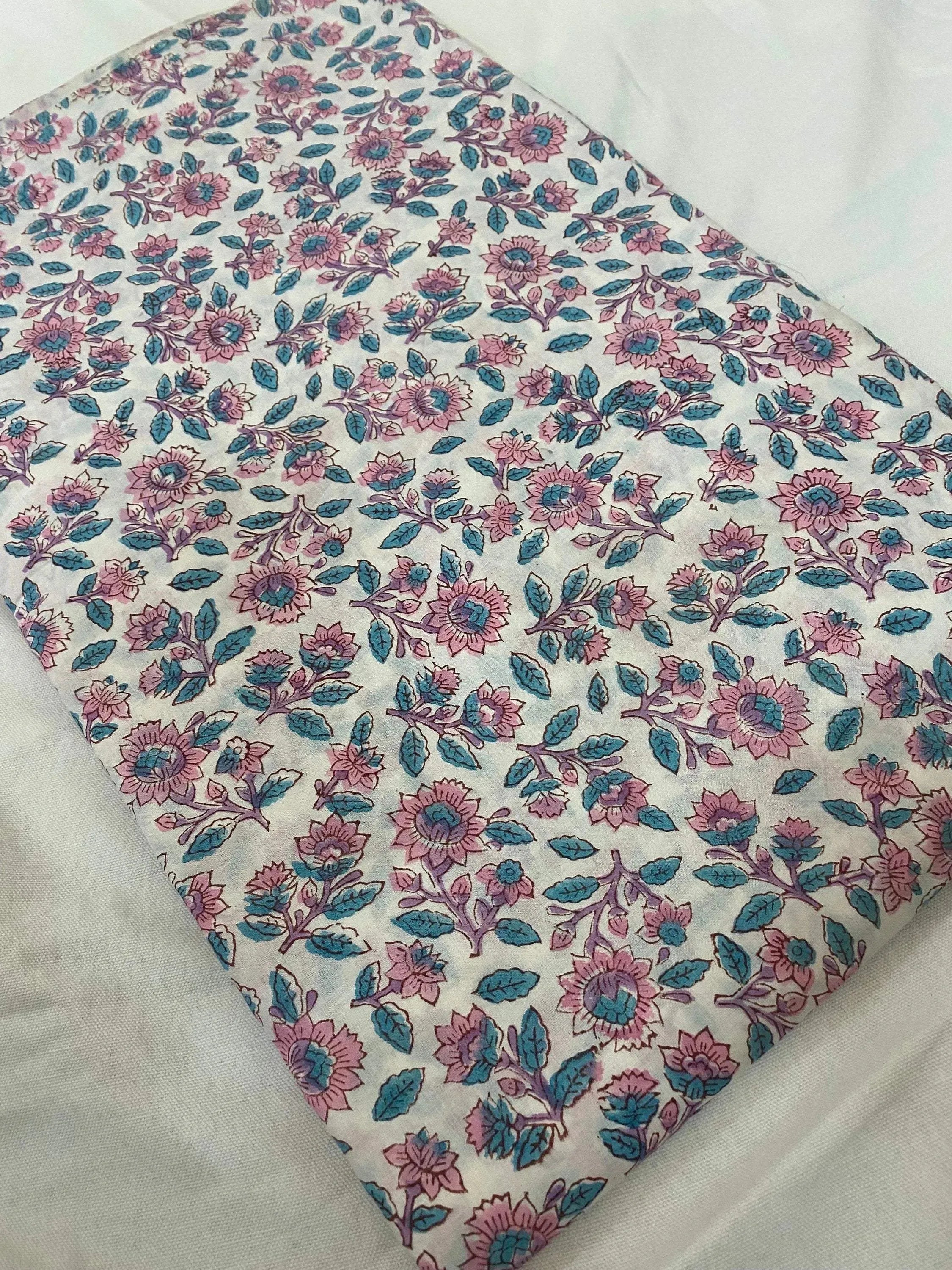 Azalea Cotton Block Print Fabric Cotton Fabric