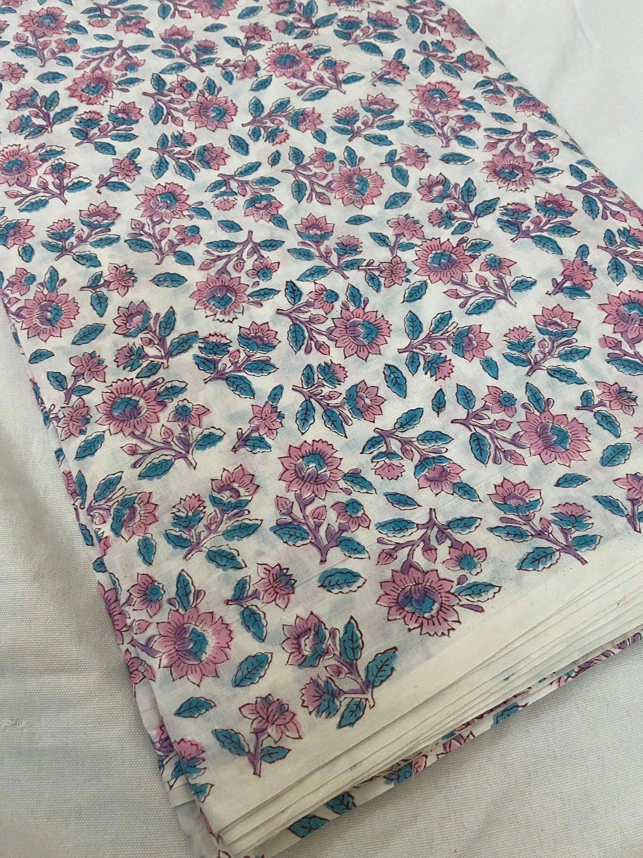 Azalea Cotton Block Print Fabric Cotton Fabric