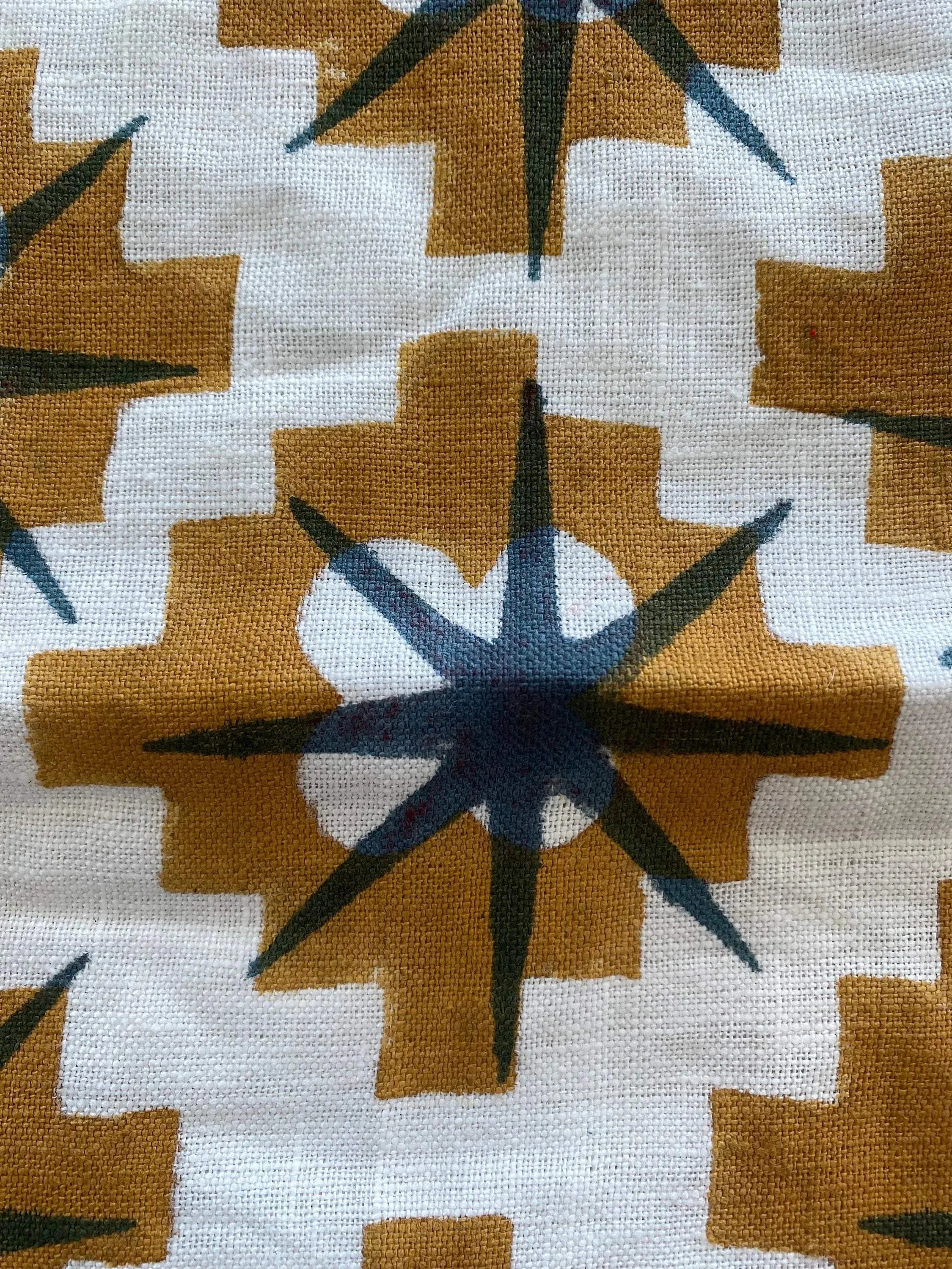 Hillary Hand Block Print Linen Linen Fabric