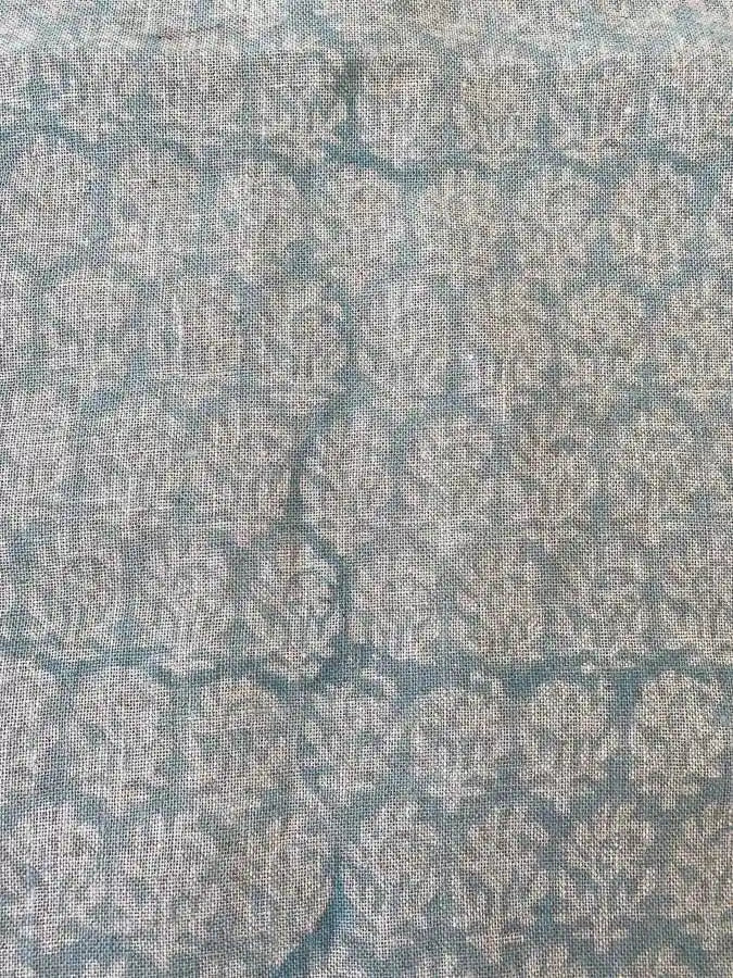 BICHIYA Hand Block Print Designer Linen Fabric For Upholstery Turquoise Linen Fabric