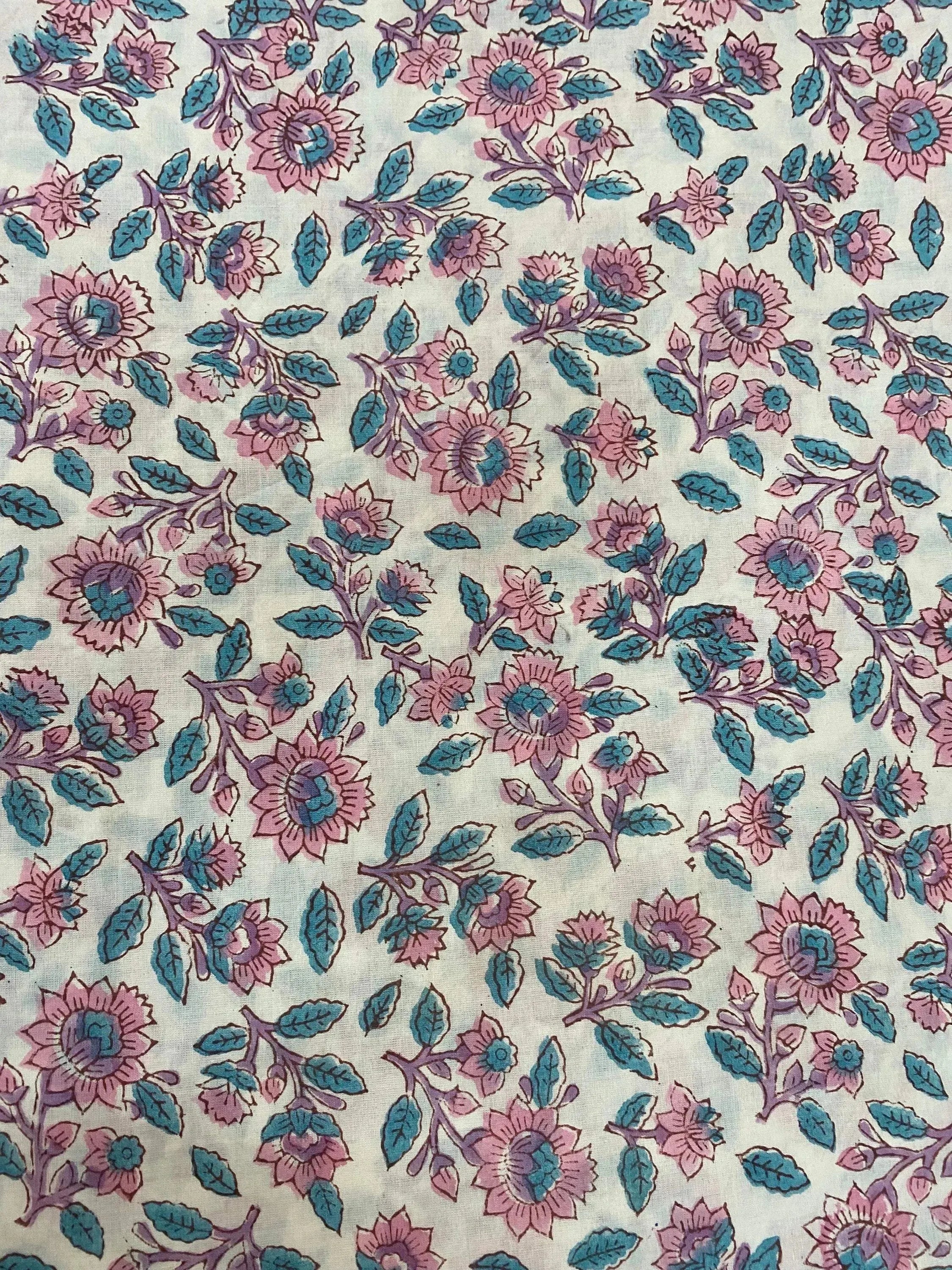 Azalea Cotton Block Print Fabric Cotton Fabric