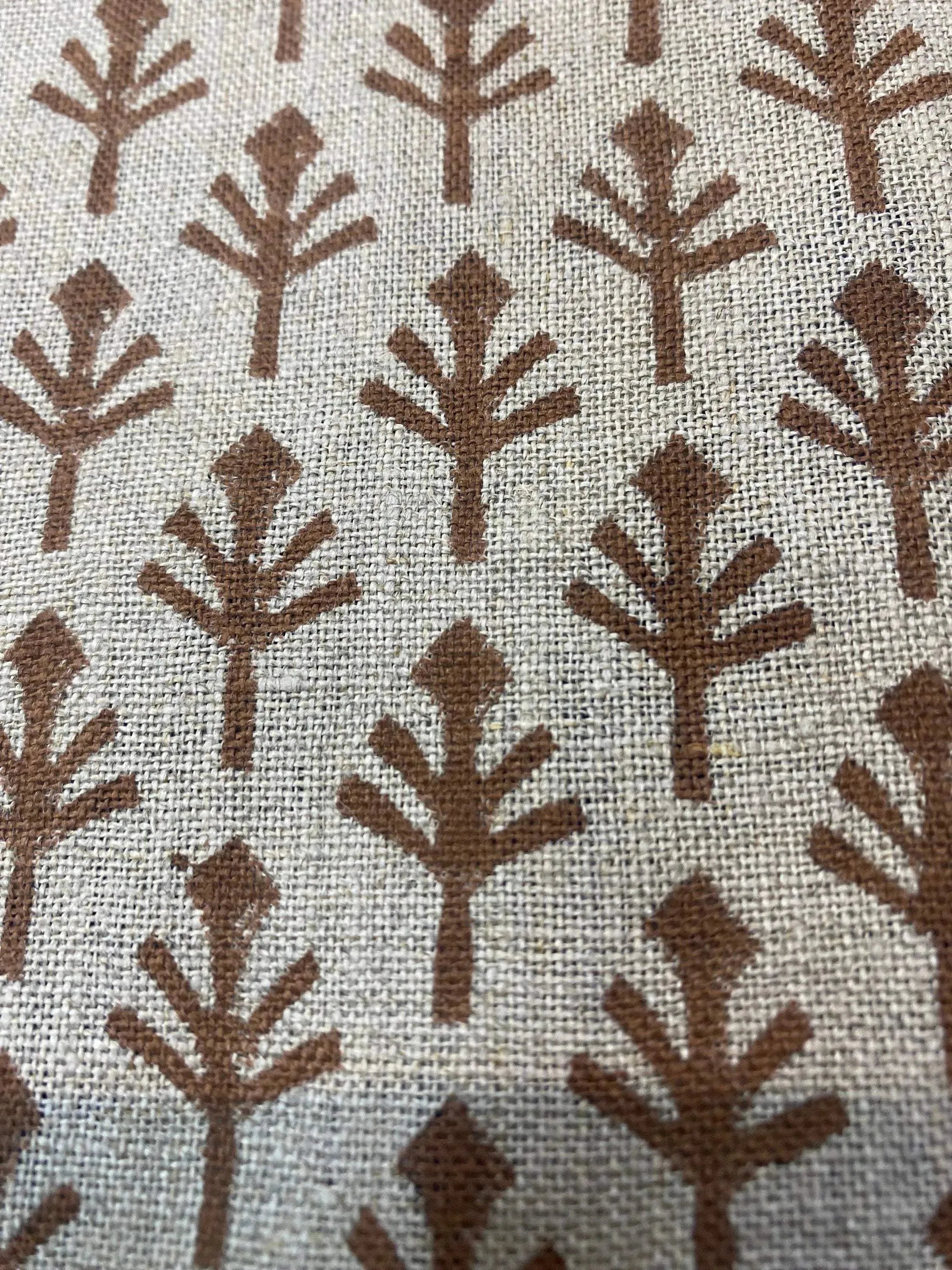Lena Printed Linen Fabric Brown Linen Fabric