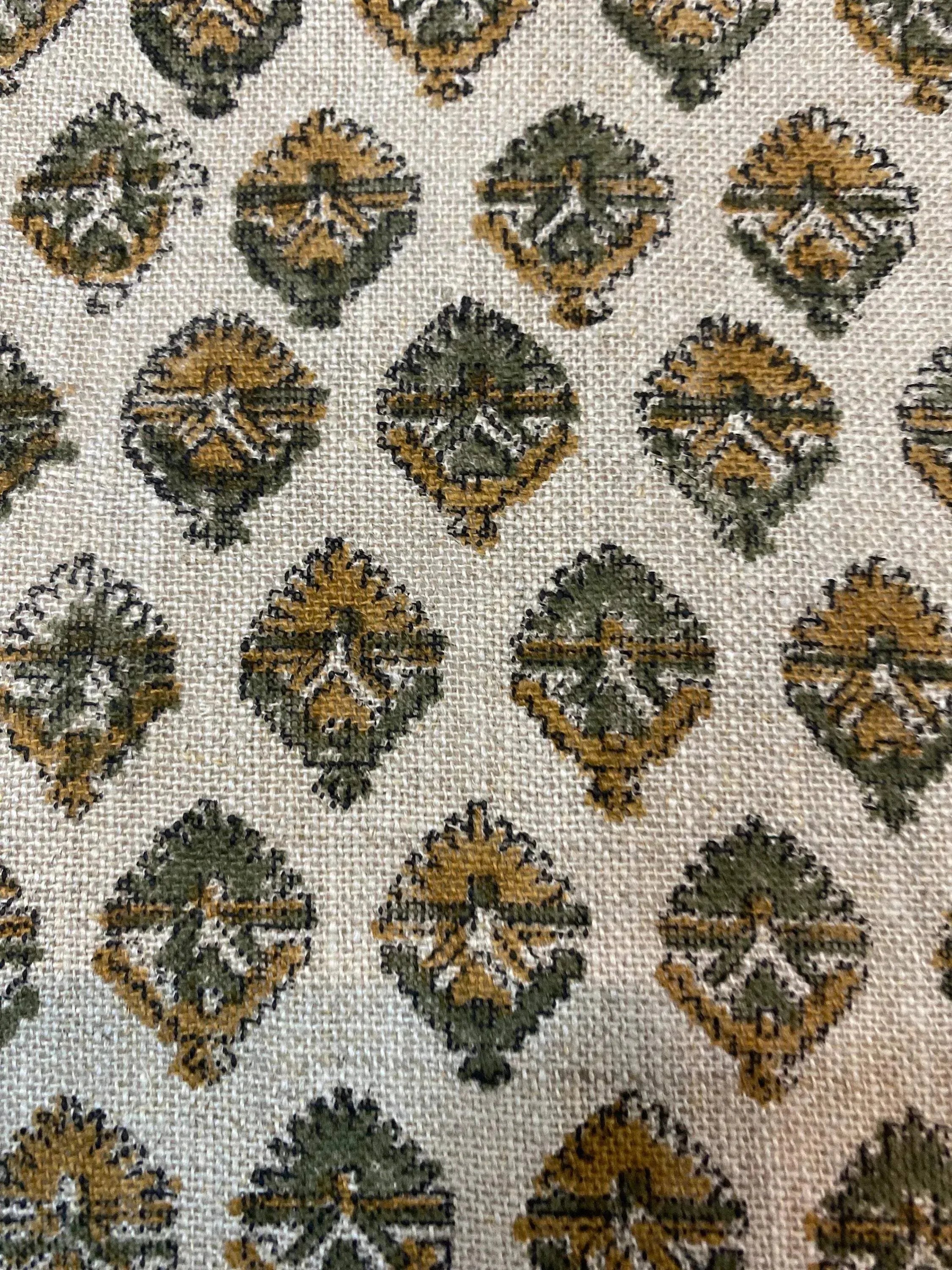 Bea Block Printed Linen Fabric Linen Fabric