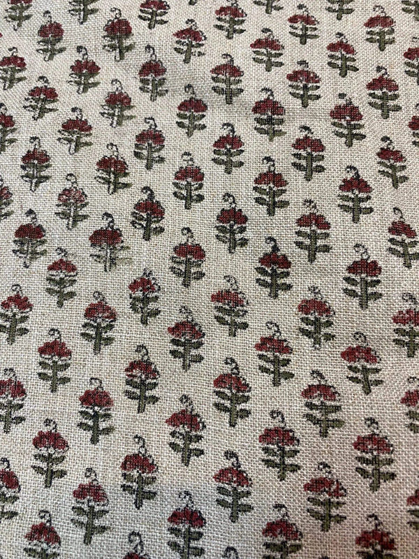 Vibby Hand Block Print Linen Upholstery Fabric