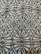 Flint Floral Hand Block Print Fabric Green Beige Linen Fabric