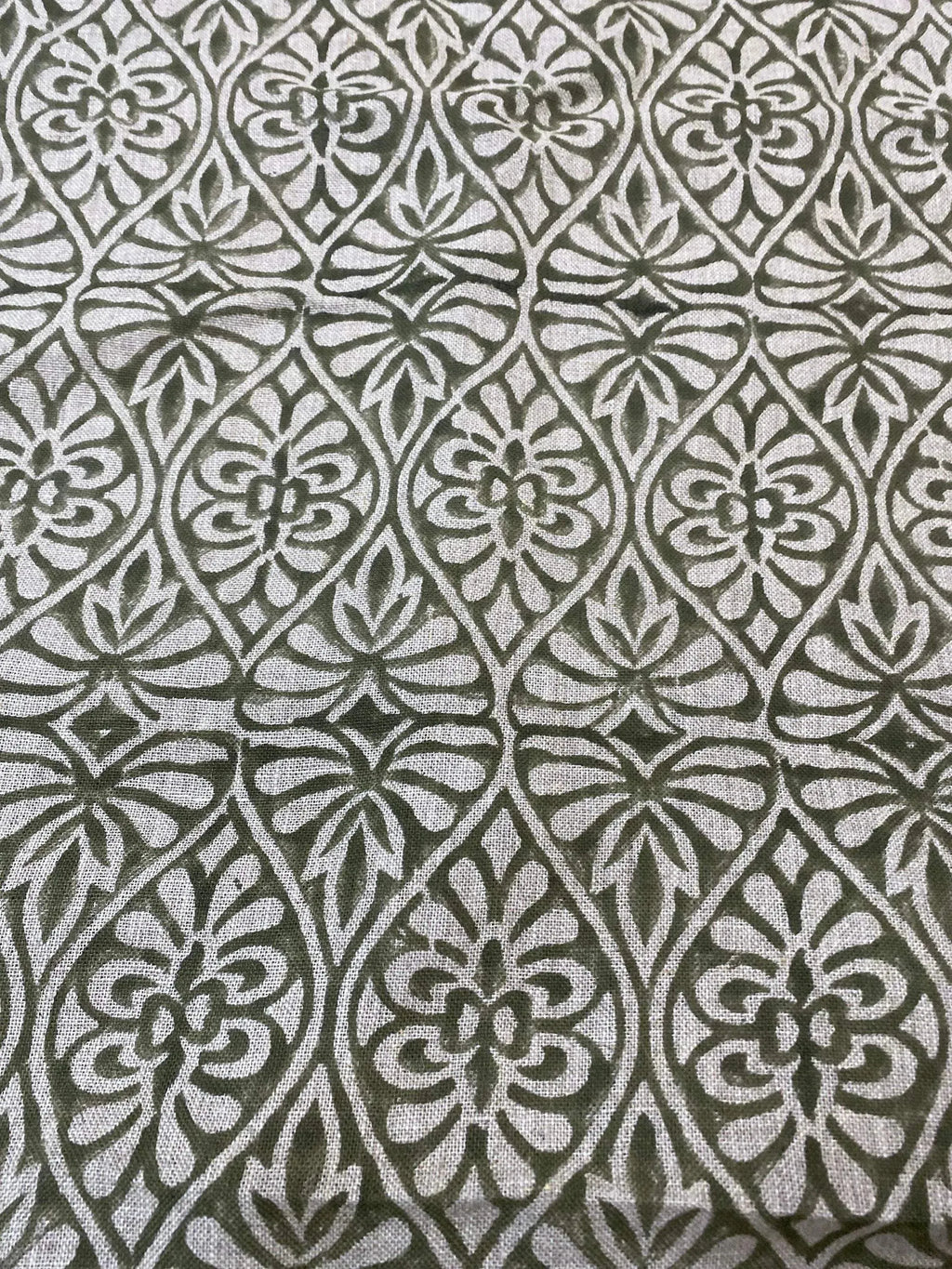 Flint Floral Hand Block Print Fabric Linen Fabric